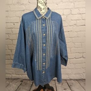 Maggie & Max Women's Long Sleeve Button Up Stitch Front Top Plus Size 4x B18